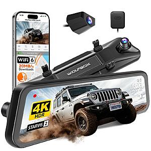 WOLFBOX G900 Core-N 12" 4K Mirror Dash Cam Front and Rear,STARVIS 2 IMX678 $199.49 + Free Shipping