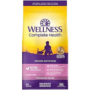 5-lb Wellness Complete Health Kitten Dry Cat Food (Turkey,Turkey Meal & Chicken) $7.60 w/ S&S