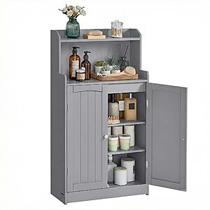 69.99:VASAGLE Bathroom Storage Cabinet with 2 Doors,2 Adjustable Shelves,11.8 x 23.6 x 39.4 Inches,Freestanding Dove Gray at Amazon