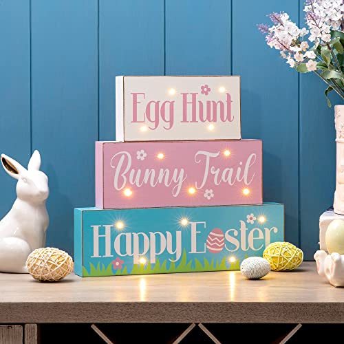 Glitzhome LED Lighted Wooden E...ay Easter Party Supplies Props