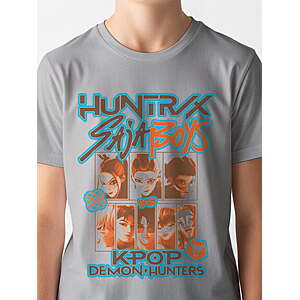 2-Piece Set T-Shirts,K-Pop Demon Hunters Boys' Silver and Charcoal Size 14-16 $8.09