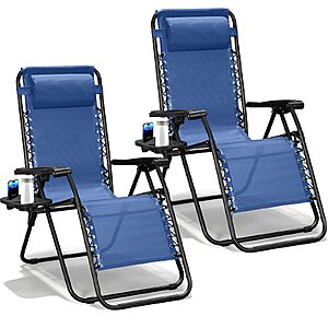 MAKE CHANGES Zero Gravity Chairs Set of 2,Adjustable Lounge Chair Outdoor Recliner,Folding Reclining Lawn Chair,various colors,from $59.99