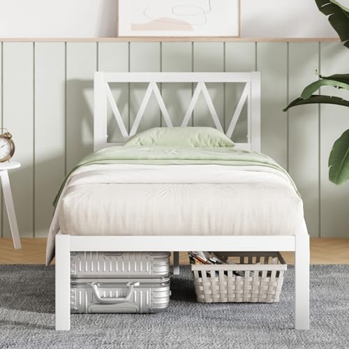 Novilla Twin Bed Frame with He...g Needed,Easy Assembly,White