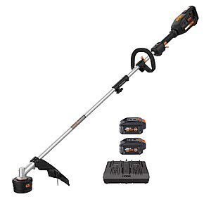 229:Worx 40V Brushless 15" Cordless String Trimmer with Dual-Exit Head,2 Batteries & Charger at Amazon