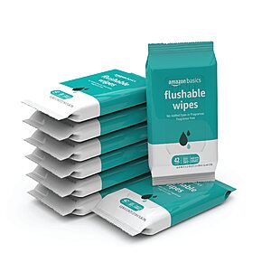 Amazon Basics Flushable Adult Toilet Wipes, Fragrance Free, 42 Count (Pack of 8) (Total 336 wipes) (Previously Solimo) $9.40 S&S Shipped Amazon