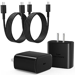 2-Pack Mitesbony 45W USB C Wall Chargers w/ 3' Cable (Black) $8