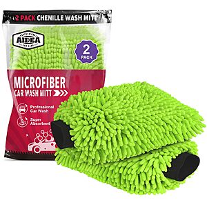 9 Amazon IDEA Car Wash Mitt Microfiber,2PK,Car Wash Brush,Green,8''X12'