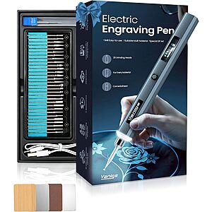 Vanlgs 5-Speed Rechargeable Cordless Engraving Pen Kit w/ 31-Bits $24.99 + Free Shipping