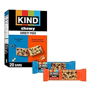 SnS,AC] $5.22* | 20-Count 0.81-Oz KIND Chewy Granola Bars (Chocolate Chip/Peanut Butter Chocolate Chip) at Amazon
