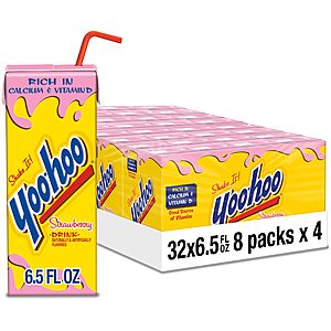Yoo-hoo Strawberry Flavored Drink,6.5 fl oz Boxes,32 Count (4 Packs of 8) for $10.73 or lower with subscribe and save