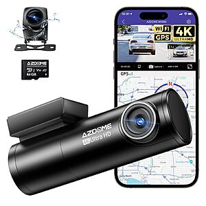 AZDOME M300S 4K Front / 1080p Rear WiFi Dash Cam $53.50 + Free S/H