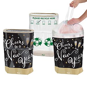 Party City Flings Plastic Bin (3-Pack) - New Year's Eve (2) and Recycle (1) - 22 x 15 - Stylish & Convenient Portable Waste Solution for Events & Parties $21.35