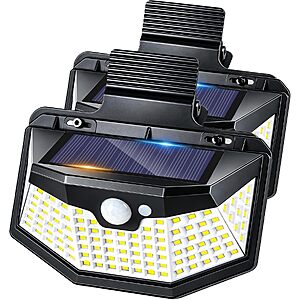 2-Pk Lifengsoler 800LM 3-Mode Clip-On 115-LED Solar Motion Sensor Outdoor Lights $15