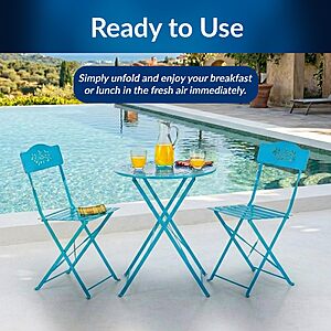 Alpine Corporation 3-Piece Bistro Set with Folding Table and 2 Chairs,Durable Steel Indoor/Outdoor Patio Furniture,various colors,from $71.99