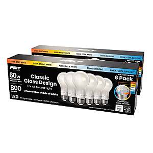 Feit Electric 60W Replacement 5-CCT LED Classic Glass A19 Bulbs,12-pack $26.99 free Shipping Costco.com