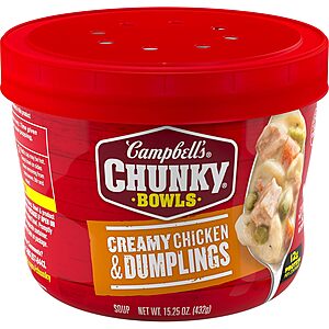 15.25-Ounce Campbell’s Chunky Creamy Chicken and Dumplings Soup $1.55 w/ S&S + Free Shipping w/ Prime or on $35+