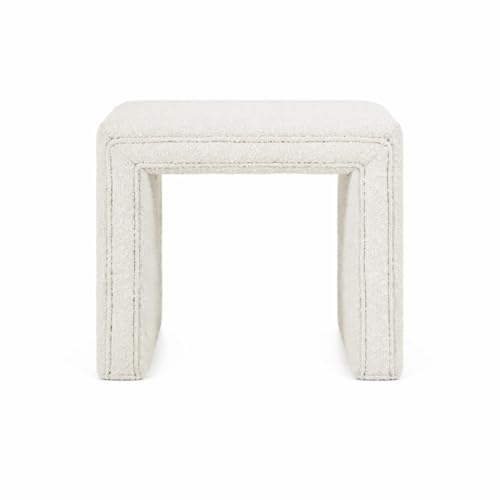 HomePop 19" Modern Channel Tufted Ottoman - Cream Boucle