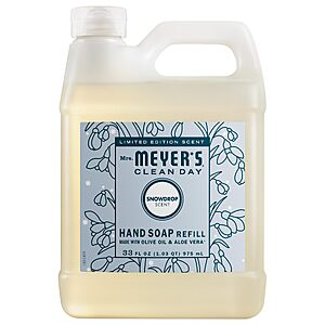 MRS.MEYER'S CLEAN DAY Hand Soap Refill,Snowdrop Scent,33 Fl Oz Bottle $9.48