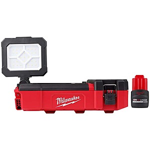 Milwaukee M12 12-Volt Lithium-Ion Cordless PACKOUT Flood Light w/USB Charging with High Output 2.5 Ah Battery $129