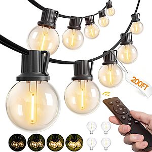 4-Pc 50-Ft addlon Dimmable Outdoor Globe LED String Lights w/ Remote (200' Total) $30 + Free S&H