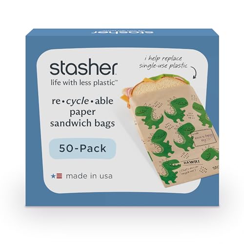 Stasher Recyclable Sealable Pa...ich Bags for Kids,50 ct,Dino