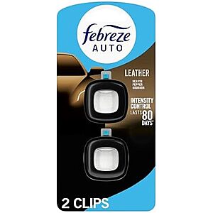 SnS,AC] $3.17* | 2-ct Febreze AUTO Air Freshener Vent Clip (leather) at Amazon