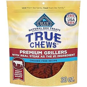 SnS,AC] $8.39* | 30-Oz Blue Buffalo True Chews Premium Grillers Natural Dog Treats (Steak) at Amazon