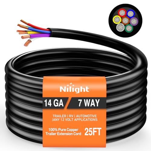Nilight 25 Feet 7 Way Trailer...for 7 Pin Blade RV Automotive