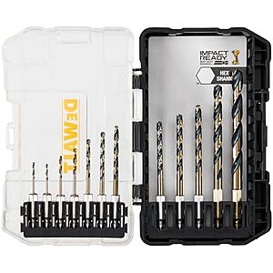 12-Pc DeWALT Black & Gold Drill Bit Set $15