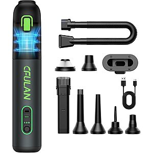 Amazon - Car Vacuum Portable Cordless,21000Pa 4-in-1 Handheld Mini Vacuum Cleaner with 8 Attachments - $32.99