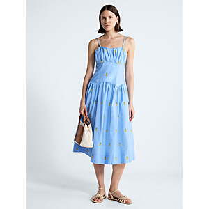 Free Assembly Women's Tie Back Cotton Midi Dress w/ Drop Waist (Blue) $11.80