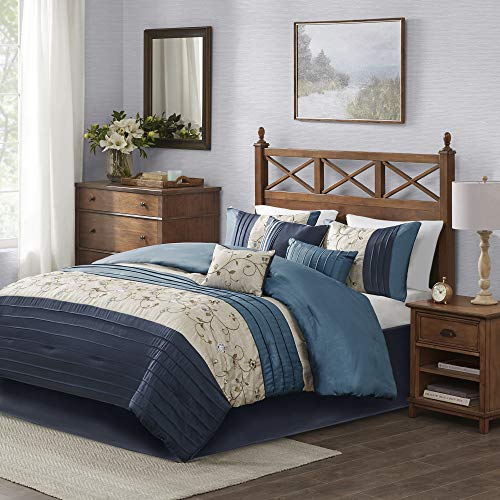 Madison Park Faux Silk Floral...ed Comforter Set,7PC Cal King
