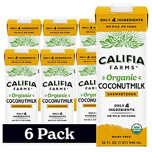 Califia Farms - Organic Coconut Milk,32 oz (6 pack),Dairy Free,Vegan,Plant Based,Vegan,Gluten Free,Non GMO,USDA Organic $24.46