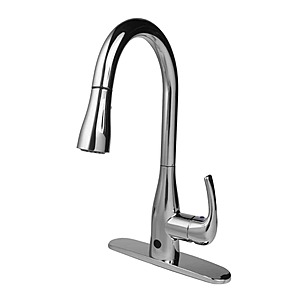 FLOW Motion Activated Single-Handle Pull-Down Sprayer Kitchen Faucet,Chrome or oil rubbed bronze,$67,FS,Home Depot