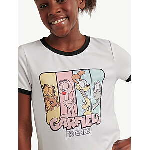 Justice Girls Short Sleeve Tee with Pants 2-Piece Pajama Set $6.84