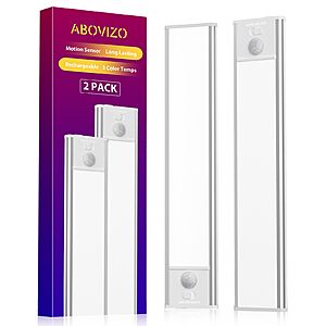 2-Pack 12" Abovizo USB-C Rechargeable Under Counter Dimmable Motion Sensor Lights $9.99 + Free Shipping w/ Prime or on $35