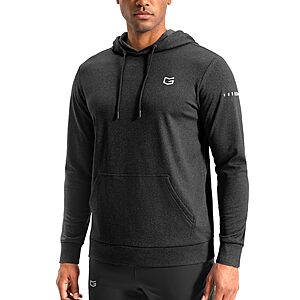 Men's Fleece Hoodie Long Sleeve Athletic Workout Shirts (Black Heather) $17.99 AC