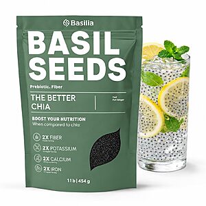 S&S] Basilia Basil Seeds for Eating,Edible Sweet Basil Seed,1 lb Bag $8.95