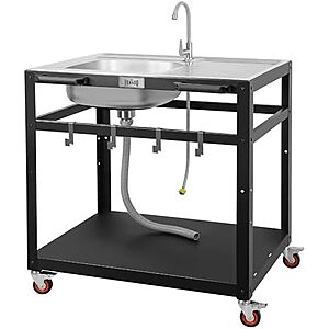 145.34* | 35” Feasto Outdoor Kitchen Stainless Steel Sink Station Cart at Amazon