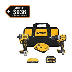 YMMV DeWalt 20V 2-Tool Combo Kit (DCF860B and DCD805B) with 20V/60V FLEXVOLT 9 Ah Battery,4 Ah Battery and Charger Lithium-Ion Cordless $250