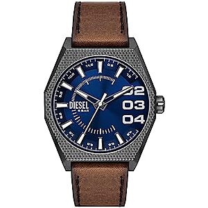 76.50 | Diesel Scraper Men's Watch with Stainless Steel Bracelet or Leather Band at Amazon