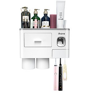 Prime:iHave Wall Mounted Toothbrush Holder w/ Toothpaste Dispenser & 2 Cups $13.94 + Free Shipping