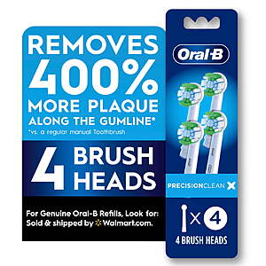 Oral-B Toothbrush Heads,Precision Clean,White,4 Count $14.26 + $5 Walmart Cash $9.26