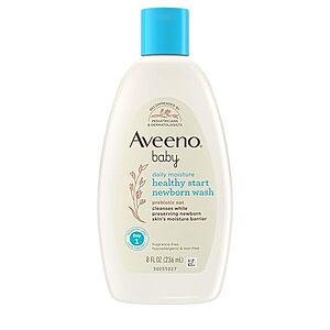 SnS,AC] $3.85 | 8-Oz Aveeno Baby Healthy Start Nourishing Newborn Wash (Fragrance Free) at Amazon