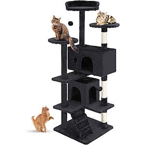 Bestpet 54 in Dark Gray Cat Tree Tower with Scratch Posts Condo and Toys for Active Cats Dark Gray $39.99 + Free Shipping