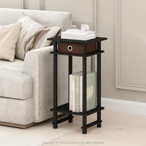 Furinno Turn-N-Tube Toolless 3...act Side Table,Black Espresso