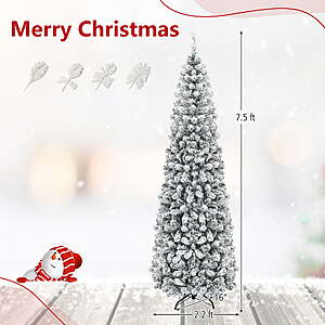 Walmart by Costway:3,6 or 7.5 Foot Costway Unlit Flocked Pencil Christmas Tree ($32,$41 or $53 FS at $35 or WMT+