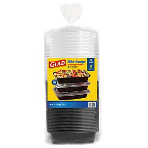 Glad Take-Aways Food Storage Containers with Lids,38 oz Rectangle,35-sets $18.49 free shipping Costco.com