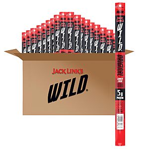 Jack Link's WILD Original Meat Sticks - Ready to Eat Protein Snacks - 5g of Protein per Serving - (20 Pack) 1 oz Meat Snacks~$18.99 With S&S @ Amazon