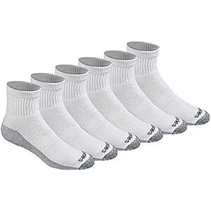 6-Pairs Dickies Men's Dri-tech Moisture Control Quarter Socks (White or Black) $8.40